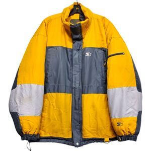 STARTER Jacket Mens XL Yellow Gray Winter Quilted Parka Puffer Feathers Outdoor